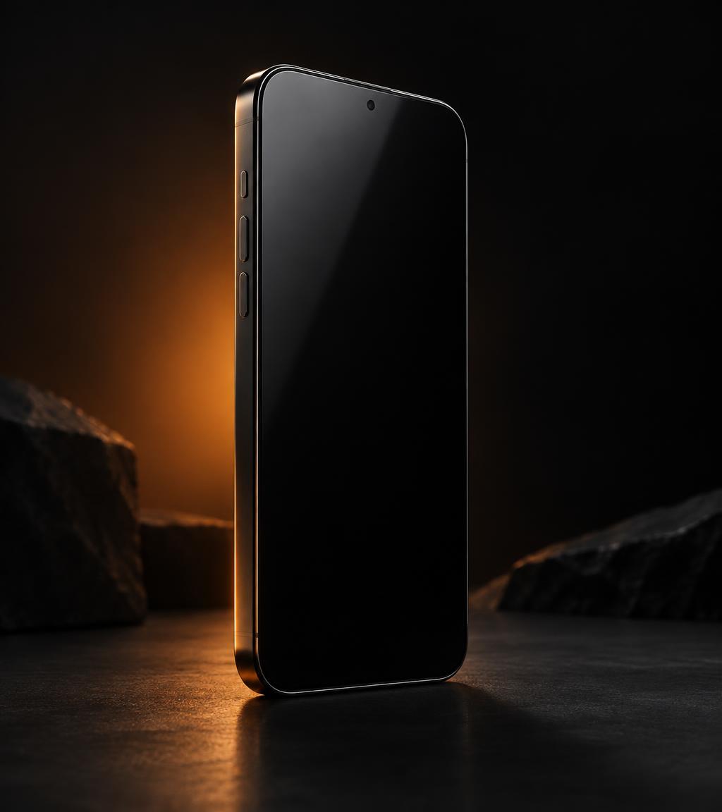 Smartphone em destaque com iluminação de estúdio